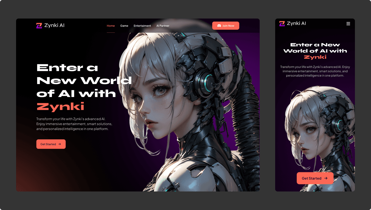 Zynki AI Universe : Landing Page